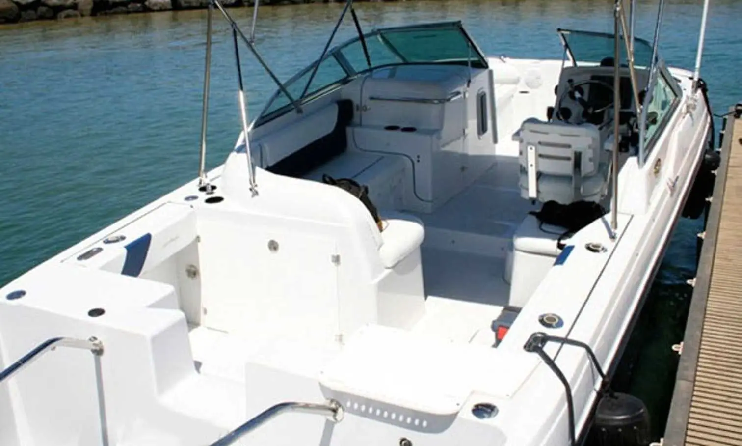 Open cockpit deck aboard Glacier Bay power catamaran used for Maui boat rentals